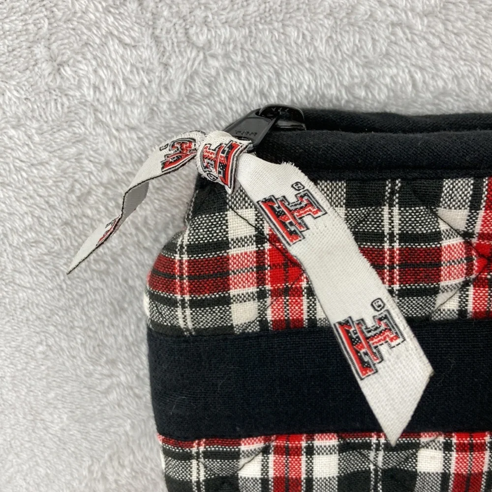Pomegranate Collegiate Texas Tech Quilted Red & Black Plaid Tote Bag 17” x 14”